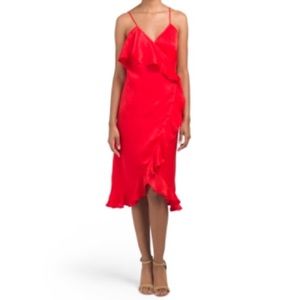 Valentines Day Donna Mizani Kate Ruffle Midi Dress New With Tags Red
